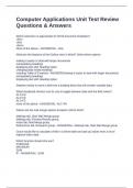 Computer Applications Unit Test Review Questions & Answers