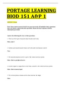 PORTAGE LEARNING BIOD 151 A&P 1 MODULE 5 Exam