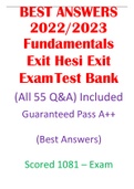 BEST ANSWERS  2022&sol;2023  Fundamentals Exit Hesi Exit  ExamTest Bank &lpar;All 55 Q&A&rpar; Included Guaranteed Pass A&plus;&plus; &lpar;Best Answers&rpar; Scored 1081 &ndash; Exam
