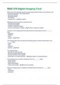 RAD 370 Digital Imaging Final Questions and Answers 100&percnt; Solved correctly