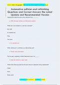 Automotive collision and refinishing Questions and Correct Answers the Latest  Update and Recommended Version