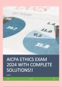 AICPA ETHICS EXAM 2024 WITH COMPLETE SOLUTIONS&excl;&excl;