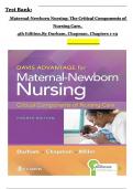 Test Bank  Maternal-Newborn Nursing&colon; The Critical Components of  Nursing Care&comma; 4th Edition&comma;By Durham&comma; Chapman All Chapters 1 to 19 complete Verified editon ISBN&colon;9781719645737