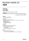AQA A-level HISTORY Component 2R JUNE 2022 ACTUAL QUESTION PAPER> The Cold War, c1945–1991