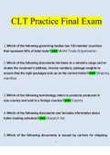 CLT Practice Final Exam 2023 Questions and Answers (Verified Answers)