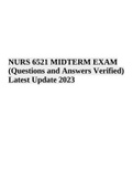 NURS 6521 MIDTERM EXAM (Questions and Answers Verified) Latest Update 2023