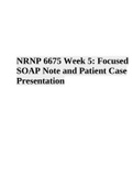 NRNP 6675 Week 5: Focused SOAP Note and Patient Case Presentation