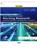 Test Bank for Burns and Grove's The Practice of Nursing Research-Appraisal&comma; Synthesis&comma; and Generation of Evidence 9th Edition  by Jennifer Gray & Susan  Grove&period; ALL Chapters&lpar;1-29&rpar; 