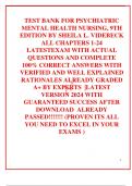 TEST BANK FOR PSYCHIATRIC MENTAL HEALTH NURSING&comma; 9TH EDITION BY SHEILA L&period; VIDEBECK ALL CHAPTERS 1-24 LATESTEXAM WITH ACTUAL QUESTIONS AND COMPLETE 100&percnt; CORRECT ANSWERS WITH VERIFIED AND WELL EXPLAINED  RATIONALES ALREADY GRADED A&plus; BY EXPERTS  &vert;LATEST VERS