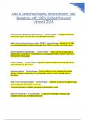 AQA A Level Psychology&colon; Biopsychology Test&sol; Questions with 100&percnt; Verified Answers&sol; Updated 2024&period;