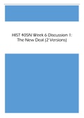 HIST 405N Week 6 Discussion 1:  The New Deal (2 Versions)