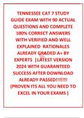 TENNESSEE CAT 7 STUDY GUIDE EXAM WITH 90 ACTUAL QUESTIONS AND COMPLETE 100&percnt; CORRECT ANSWERS WITH VERIFIED AND WELL EXPLAINED  RATIONALES ALREADY GRADED A&plus; BY EXPERTS  &vert;LATEST VERSION 2024 WITH GUARANTEED SUCCESS AFTER DOWNLOAD  ALREADY PASSED&excl;&excl;&excl;&excl;&excl;&excl;&excl; &lpar;PROV