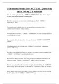 Minnesota Permit Test ACTUAL Questions  and CORRECT Answers
