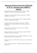Minnesota Written Permit Test UPDATED  ACTUAL Questions and CORRECT  Answers