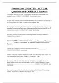 Florida Law UPDATED ACTUAL  Questions and CORRECT Answers