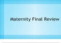 NRSG 3302 Maternity Final Review (ANSWERED CORRECTLY100%)