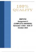 MNP3702 Assignment 5 &lpar;COMPLETE ANSWERS&rpar; Semester 2 2024 - DUE 27 October 2024