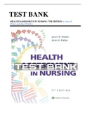Test Bank for Health Assessment in Nursing 7th Edition by Janet R Weber and Jane H Kelley Chapter 1-34|Complete Guide A+