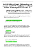 2023-HESI Mental Health RN Questions andAnswers from V1-V3 Test Banks from Actual Exams 2023 Complete Guide Rated A+