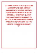 CCT EXAM 3 WITH ACTUAL QUESTIONS AND COMPLETE 100&percnt; CORRECT ANSWERS WITH VERIFIED AND WELL EXPLAINED  RATIONALES ALREADY GRADED A&plus; BY EXPERTS  &vert;LATEST VERSION 2024 WITH GUARANTEED SUCCESS AFTER DOWNLOAD  ALREADY PASSED&excl;&excl;&excl;&excl;&excl;&excl;&excl; &lpar;PROVEN ITS ALL YOU NEED TO EX