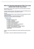WGU C215 Operations Management PVDC Final Latest Updated 2023 Already Passed Rated