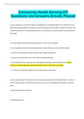Community Health Nursing ATI Questions and Answers Already Passed Document Content and Description Below