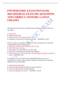   FNP PEDIATRIC EXAM TEST BANK 2023-2024 REAL EXAM 350+ QUESTIONS AND CORRECT ANSWERS  LATEST UPDATES 