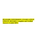 RYANAIR CONVERSION 1 EXAM 2023 – LATEST QUESTIONS AND ANSWERS Score A+ and RYANAIR CONVERSION 2 EXAM LATEST 2023 (Complete and Verified Score A+) (Best Guide 2023/2024)