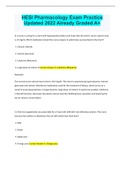 HESI Pharmacology Exam Practice Updated 2022 Already Graded A&plus;