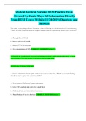 Medical Surgical Nursing HESI Practice Exam (Created by Jamie Mayo All Information Directly From HESI Evolve Website 11/20/2019) Questions and Answers