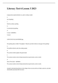 Literacy Test 6 Lesson 3 exam 2023 with 100&percnt; correct answers