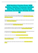 HESI Nutrition Practice Exam, HESI Nutrition, Nutrition Proctored, Nutrition Hesi Prep, Nutrition Practice Exam Questions and Answers Already Graded A+