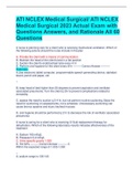 ATI NCLEX Medical Surgical&sol; ATI NCLEX  Medical Surgical 2023 Actual Exam with  Questions Answers&comma; and Rationale All 60  Questions