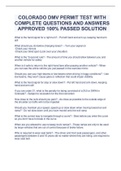 COLORADO DMV PERMIT TEST WITH COMPLETE QUESTIONS AND ANSWERS APPROVED 100% PASSED SOLUTION