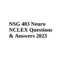 NSG 403 Neuro  NCLEX Questions  & Answers 2023