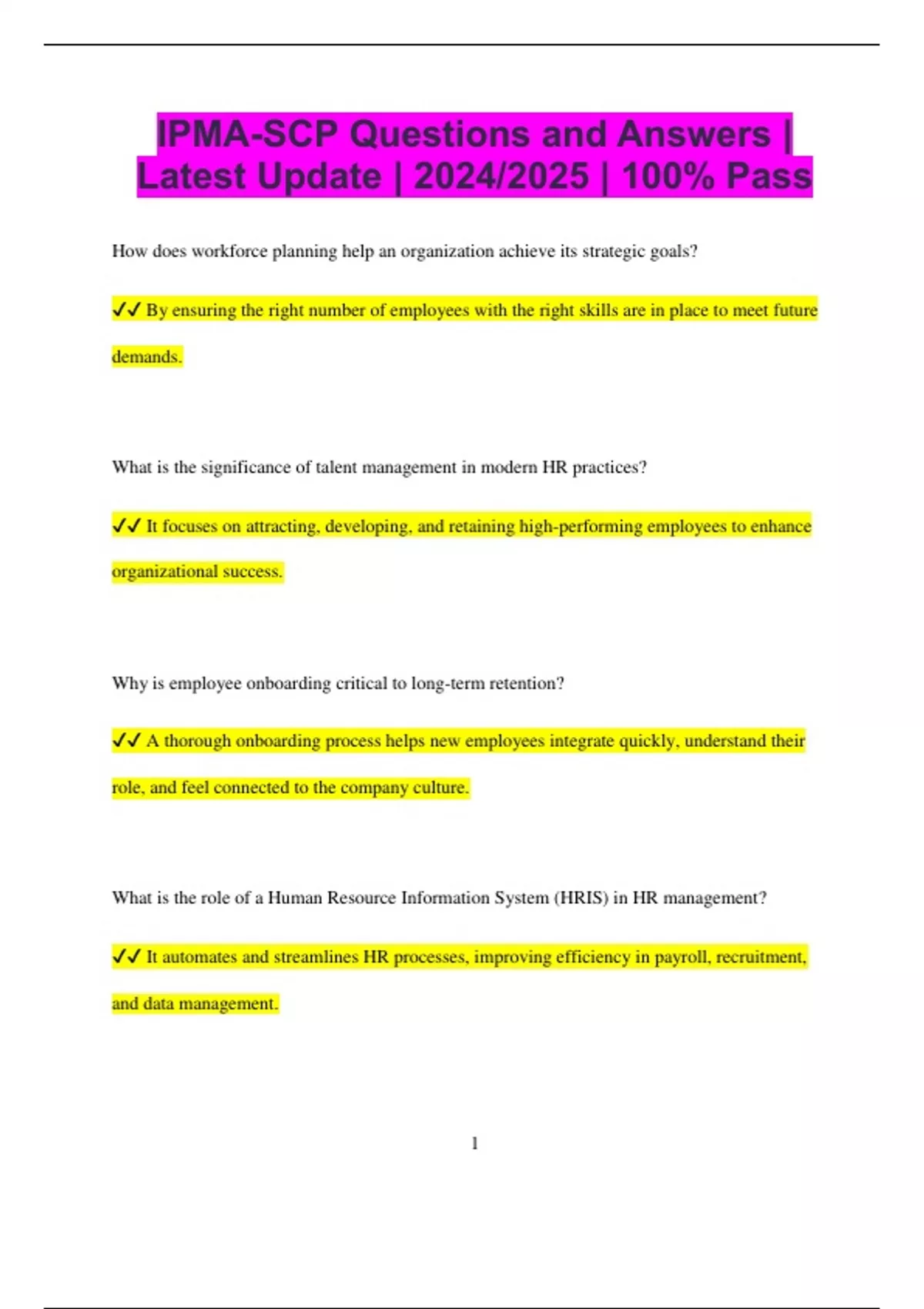 Scp Questions Sample IPMA-SCP Questions and Answers | Latest Update | 2024/2025 | 100% Pass ...