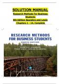 SOLUTION MANUAL Research Methods For Business Students 8th Edition Mark Saunders&comma; Philip Lewis Chapters 1 - 14&comma; Complete ISBN-&lrm; 9781292208787