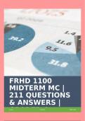 FRHD 1100 MIDTERM MC &vert; 211 QUESTIONS & ANSWERS &vert; GRADED A&plus;