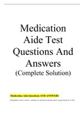 Medication Aide Test Questions AND ANSWERS 2023 &lpar;Complete Solution&rpar;