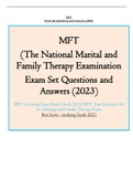 MFT &lpar;The National Marital and Family Therapy Examination Exam Set Questions and Answers &lpar;2023&rpar;&period;pdf