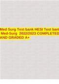 Med Surg Test bank HESI Test bank Med-Surg 2022&sol;2023 COMPLETED AND GRADED A&plus;