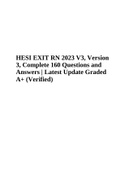 HESI EXIT RN 2023 V3, Version 3, Complete 160 Questions and Answers | Latest Update Graded A+ (Verified)