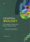 Summary PCAT  General Biology: Classification and Cell Structure