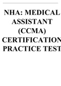NHA- MEDICAL ASSISTANT (CCMA) CERTIFICATION PRACTICE TEST 2023