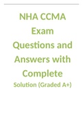 NHA CCMA Exam 2023- Questions and Answers with Complete Solution (Graded A+)