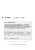 Georgia Tech Est ISYE 6501 Lecture Transcripts, Comprehensive masterpiece