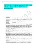 NRNP 6640-9, Psychotherapy Indivil: 2023 Exam – Week 6 Midterm Exam (100% Correct Uploaded Fall)