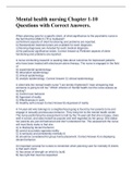 Mental health nursing Chapter 1-10 Questions with Correct Answers&period; 