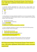 ATI Pharmacology Proctored Exam Test bank 1&comma; over 100 plus updated 2022&sol;2023 every answer explained