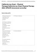 California Law Exam - Physical Therapy&sol;California Law Exam Physical Therapy 2024 UPDATE &lpar;Answered correctly&rpar;
